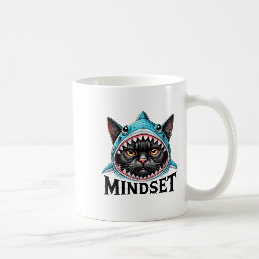 Funny Cat, Mindset Motivational Saying, Shark  Kaffeetasse (Rechts)