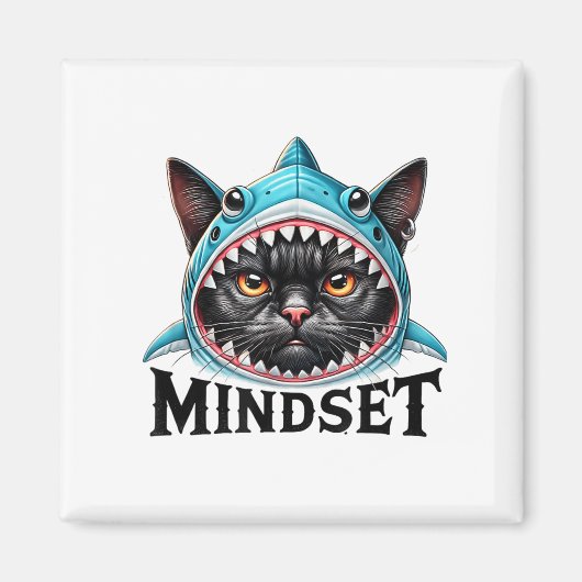 Funny Cat, Mindset Motivational Saying, Shark Magnet (Vorne)
