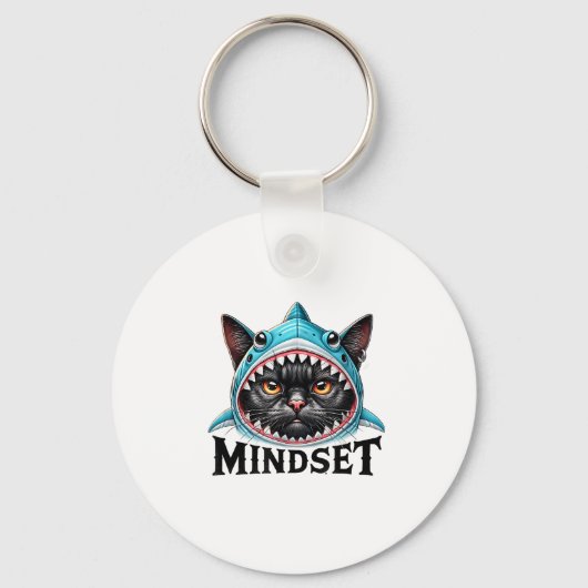 Funny Cat, Mindset Motivational Saying, Shark Schlüsselanhänger (Vorderseite)