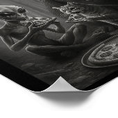 Funny Cat mit Alien und Bigfoot essen Pizza Ufo Poster (Ecke)