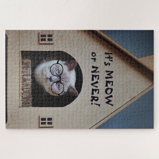Funny Cat mit Brillen ist einfach oder nie zitiere Puzzle (Horizontal)