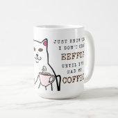 Funny Cat mit Coffee Cup und Words-Tasse Kaffeetasse (VorderseiteRechts)