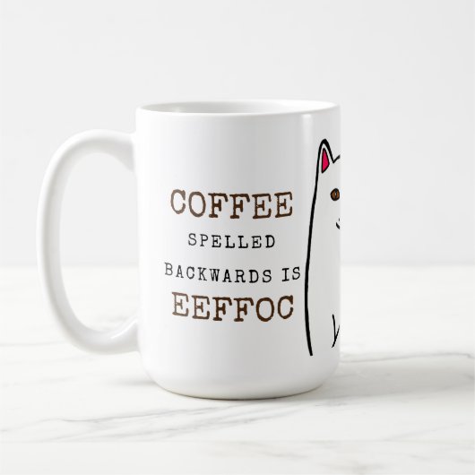 Funny Cat mit Coffee Cup und Words-Tasse Kaffeetasse (Links)