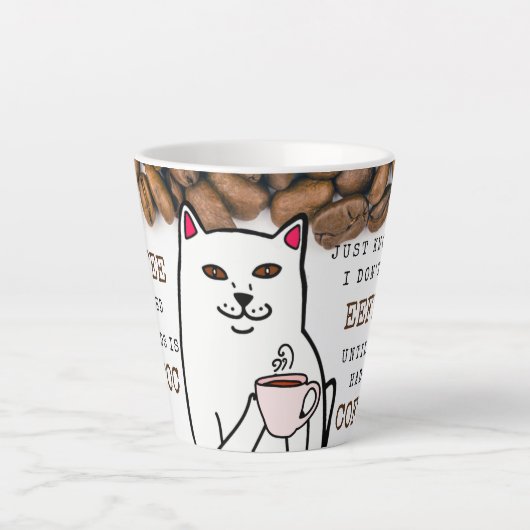 Funny Cat mit Coffee Cup und Words-Tasse Milchtasse (Vorderseite)