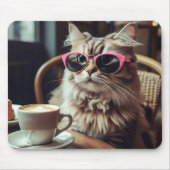 Funny Cat mit Coffee Mouse Pad Mousepad (Vorne)
