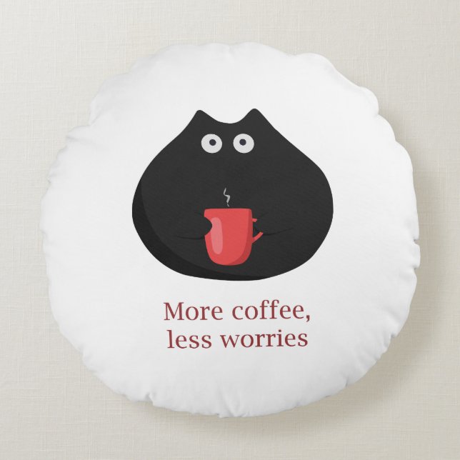 Funny Cat mit Coffee Throw Kissen (Vorderseite)