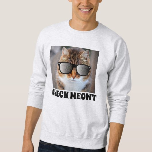 Funny Cat mit KARO MEOWT Sweatshirts T - Shirt (Vorderseite)