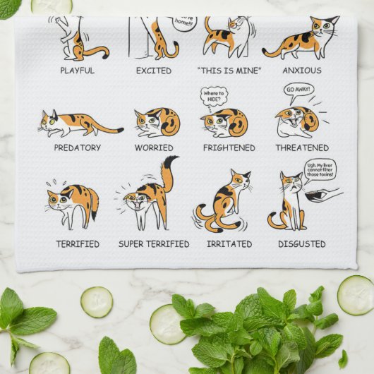 Funny Cat mit Körpersprache Liebliche Emotionen Geschirrtuch (Gefaltet)