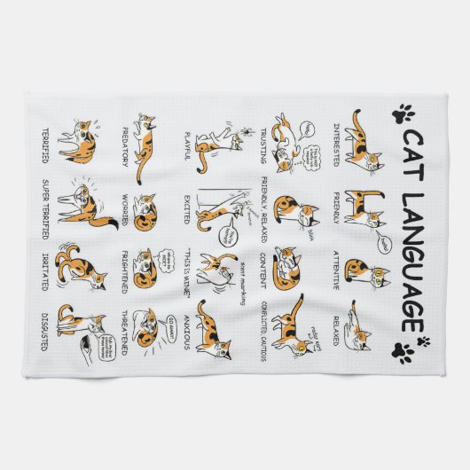 Funny Cat mit Körpersprache Liebliche Emotionen Geschirrtuch (Horizontal)