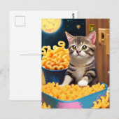 Funny Cat mit Pasta Postkarte (Vorne/Hinten)