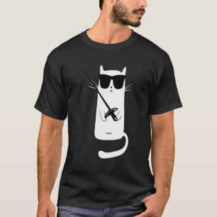 Funny Cat mit Sonnenbrille Fencing für Weihnachten T-Shirt