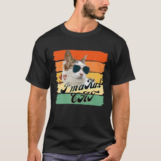 Funny Cat mit Sonnenbrille Retro-Stil für Katzen-L T-Shirt (Vorderseite)