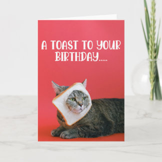 Funny Cat mit Toast Birthday Grußkarte Karte