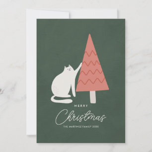 Funny Cat mit Tree Frohe Weihnachtsgrüße Feiertagskarte