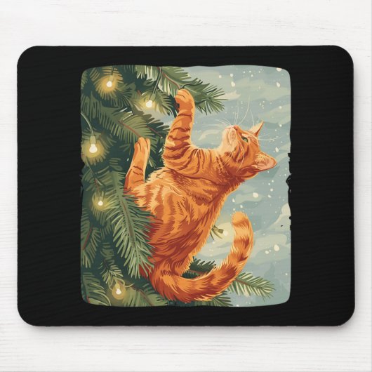 Funny Cat mit Weihnachtsbäumen zum Klettern Katzen Mousepad (Vorne)