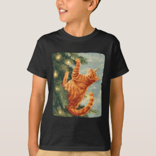 Funny Cat mit Weihnachtsbäumen zum Klettern Katzen T-Shirt