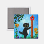 Funny Cat Mouse Bird Creationarts Magnet (Vorderseite/Rückseite)