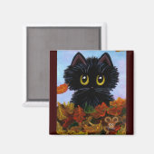 Funny Cat Mouse Herbstlaubs Creationarts Magnet (Vorderseite/Rückseite)