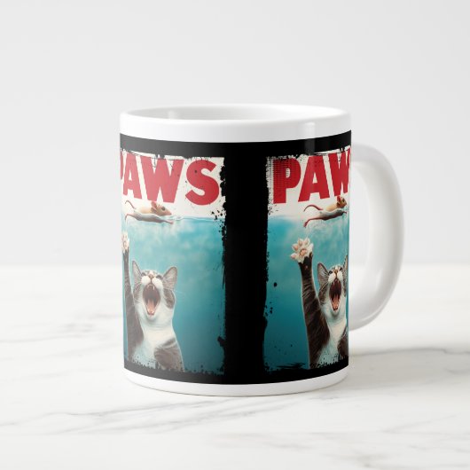 Funny Cat Mouse Parody PAWS Pet Lovers Cat Kitty Jumbo-Tasse (Vorderseite Rechts)