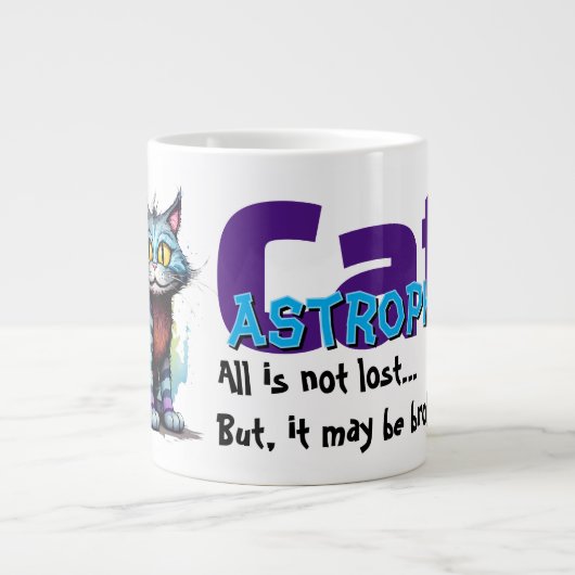 Funny Cat Mug – CatAstrophe: All is not lost.. Jumbo-Tasse (Vorderseite)