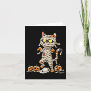 Funny Cat Mummy Pumpkin Halloween Kids Mens Frauen Karte