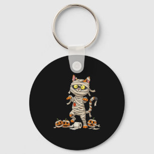 Funny Cat Mummy Pumpkin Halloween Kids Mens Frauen Schlüsselanhänger