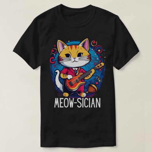 Funny Cat Musiker Meowsician Gitarre T-Shirt (Design vorne)