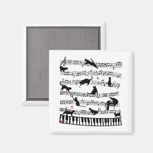Funny Cat Musiknote, Geschenk für Piano Player, Mu Magnet (Vorderseite/Rückseite)