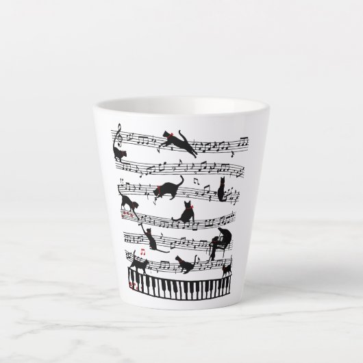 Funny Cat Musiknote, Geschenk für Piano Player, Mu Milchtasse (Vorderseite)
