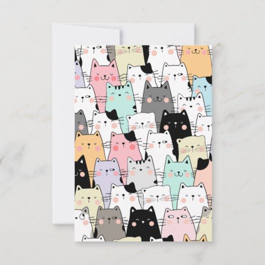 Funny Cat Muster Geburtstag Einladung (Rückseite)