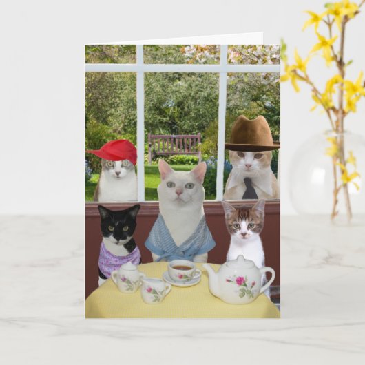 Funny Cat Muttertag oder Geburtstag Karte (Gelbe Blume)