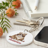 Funny Cat Nickerchen Champion Schlüsselanhänger (Vorderseite rechts)