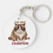 Funny Cat Nickerchen Champion Schlüsselanhänger (Rückseite)