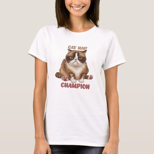 Funny Cat Nickerchen Champion T-Shirt (Vorderseite)