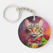Funny Cat Niedlich Kitty Art Portrait Schlüsselanhänger (Vorderseite)