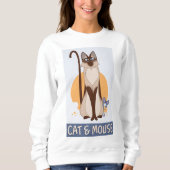 Funny Cat & Niedlich Mouse Sneaking Einige Käse Sweatshirt (Vorderseite)