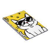 Funny Cat Notebook Cartoon Katze mit Sonnenbrille Notizblock (Rechte Seite)