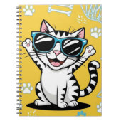 Funny Cat Notebook Cartoon Katze mit Sonnenbrille Notizblock (Vorderseite)