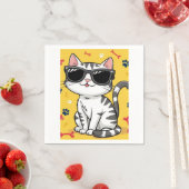 Funny Cat Notebook Cartoon Katze mit Sonnenbrille Serviette (Beispiel)