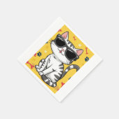 Funny Cat Notebook Cartoon Katze mit Sonnenbrille Serviette (Ecke)