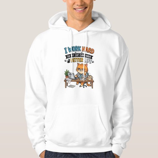 Funny Cat Office Worker Hoodie (Vorderseite)