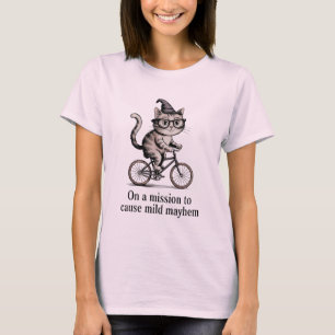Funny Cat on Bike - Vintag Mischvous Kitesurf T-Shirt