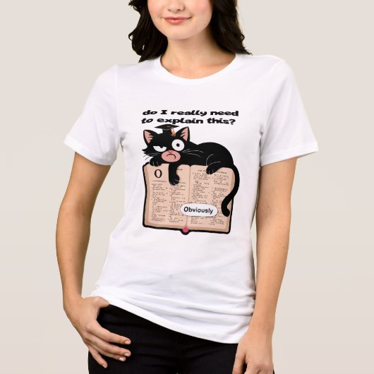 Funny Cat on Book with Sarcastic Quote Tri-Blend Shirt (Vorderseite)