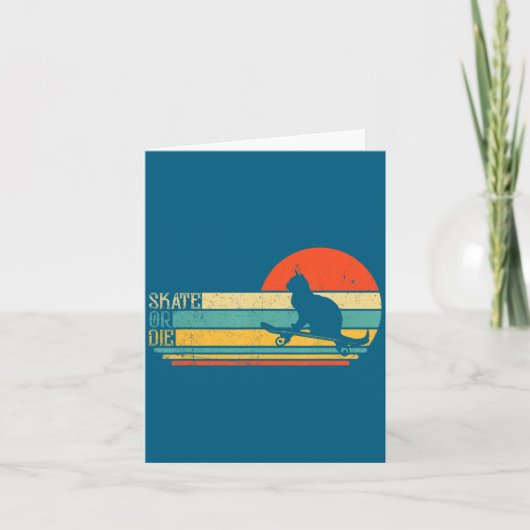 Funny Cat On Skateboard Retro Skateboarder Karte (Vorderseite)