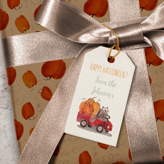 Funny Cat Orange Pumpkin Halloween Cartoon Cat Geschenkanhänger