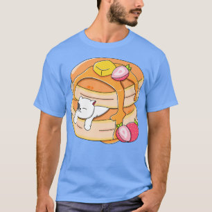 Funny Cat Pancake Kawaii Strawberry Frühstück Anim T-Shirt