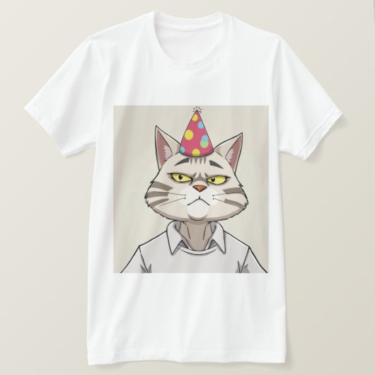 Funny Cat Party Hat T - Shirt - Snarky (Design vorne)