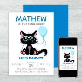 Funny Cat Party Kitten Balloons Kindergeburtstag Einladung