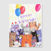 Funny Cat Party Magnetic Birthday Card Magnetkarte (Vorderseite)