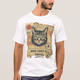 Funny Cat Passport T - Shirt Nine Lives to Travel